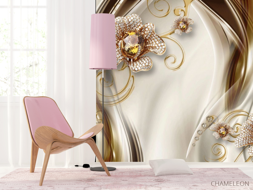 Фотошпалери Золоті брошки 3д - 4