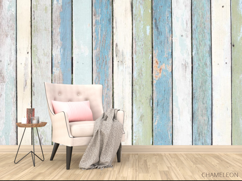 Фотообои вертикальные деревянные голубые - 4