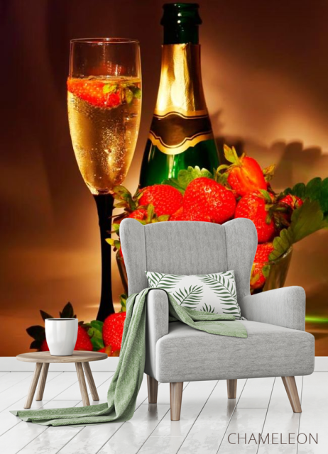 Фотообои Клубника, шампанское - 3