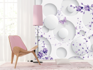 Фотошпалери 3D квіти з метеликами - 4