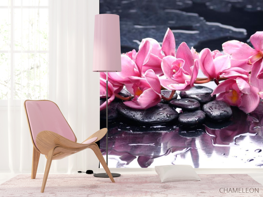 Фотошпалери Бузкові квіти і камені - 4