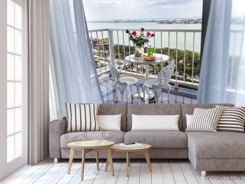 Фотообои вид на море с белого балкона - 3