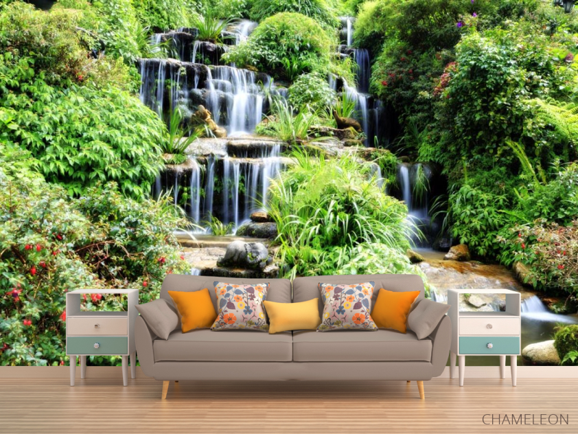 Фотообои водопад среди зелени - 1