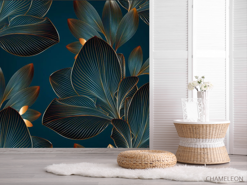 Фотошпалери 3Д листя об'ємні - 2