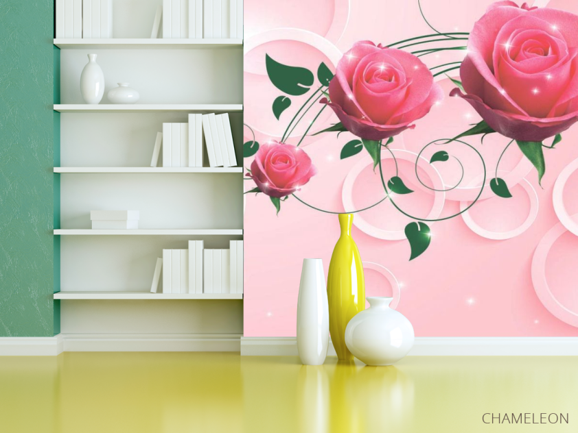 Фотошпалери Рожеві троянди 3d - 3