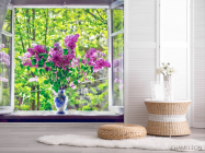 Фотошпалери бузок у вазі на вікні - 2