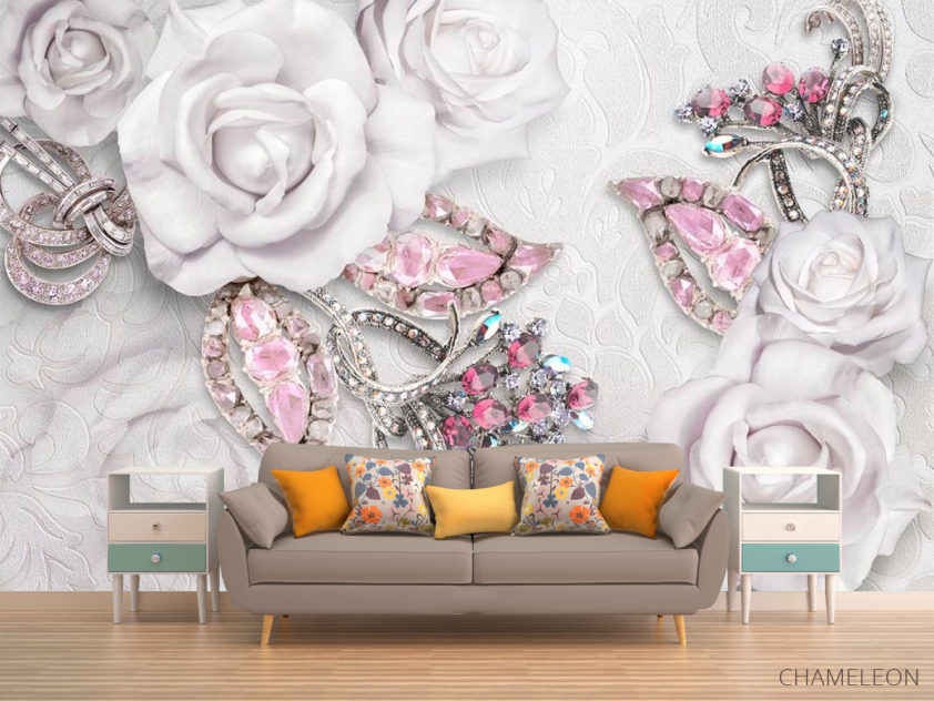 Фотообои Розы и брошки 3d - 1