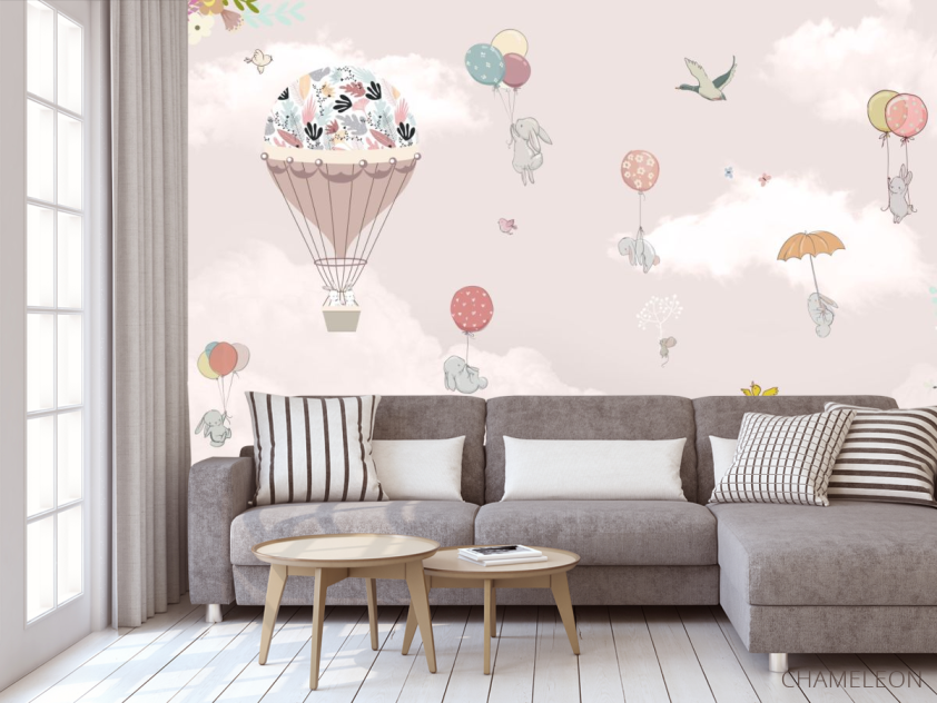 Фотообои зайки на воздушных шарах - 3