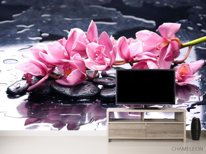 Фотообои Сиреневые цветы и камни - 2