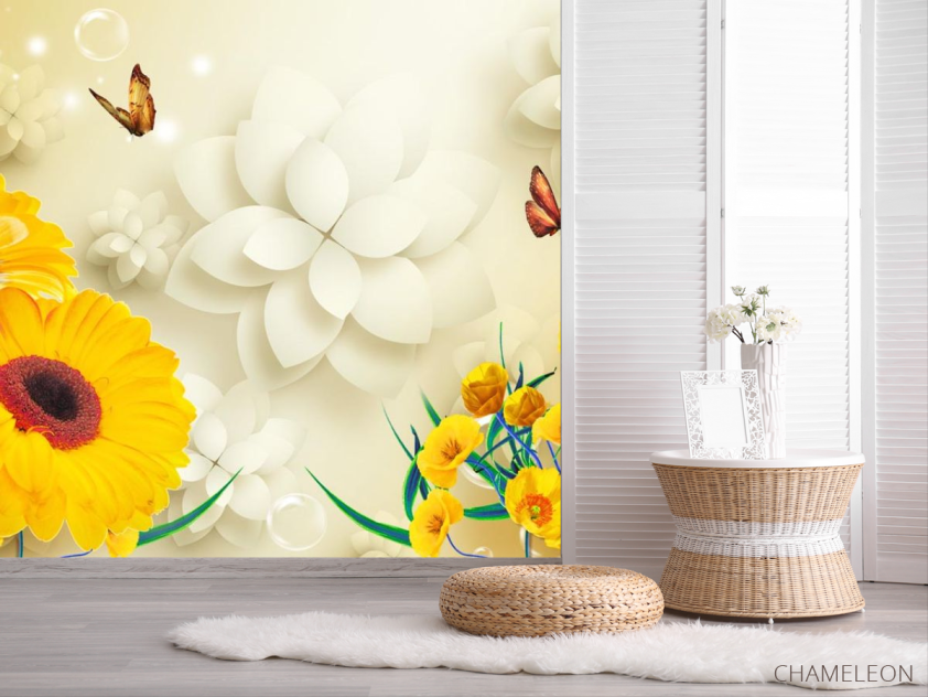 Фотошпалери Жовті гербери 3д - 2