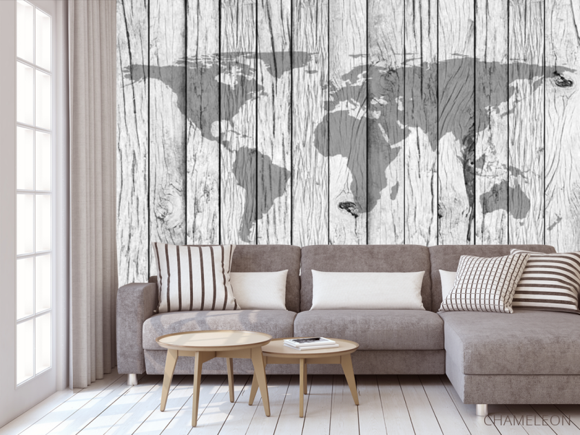 Фотообои Карта на фоне дерева - 3