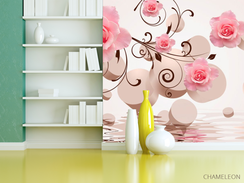 Фотошпалери 3D фігури з трояндами - 3