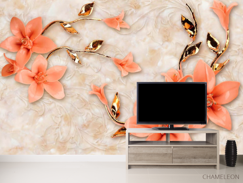 Фотообои современные 3D Стерео цветы - 2