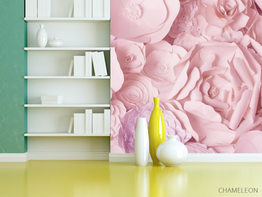 Шпалери паперові рожеві квіти - 3
