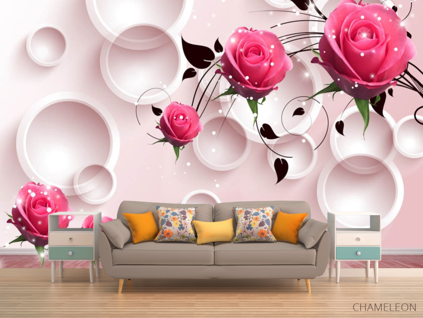 Фотообои 3д розы и круги - 1