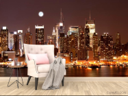 Фотообои Ночной причал, дома NY - 4