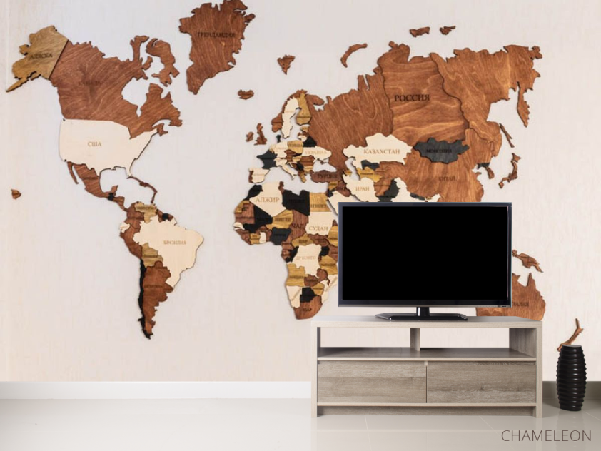 Фотообои 3d карта из дерева - 2