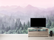 Фотообои Лес с розовыми горами - 2