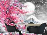 Фотошпалери картина біла луна над рожевим деревом - 1