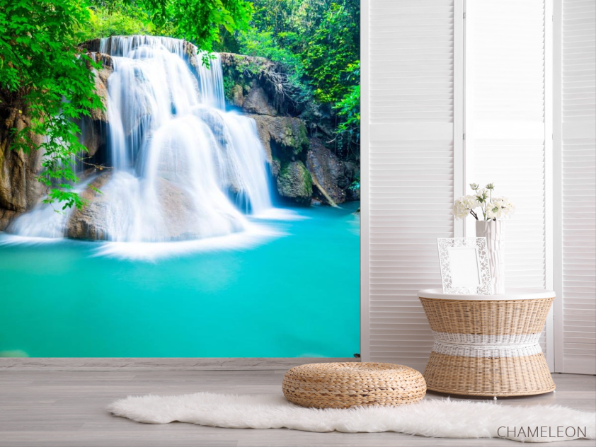 Фотошпалери водоспад і бірюзове озеро - 2