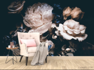 Фотообои Винтажные цветы на черном фоне - 4