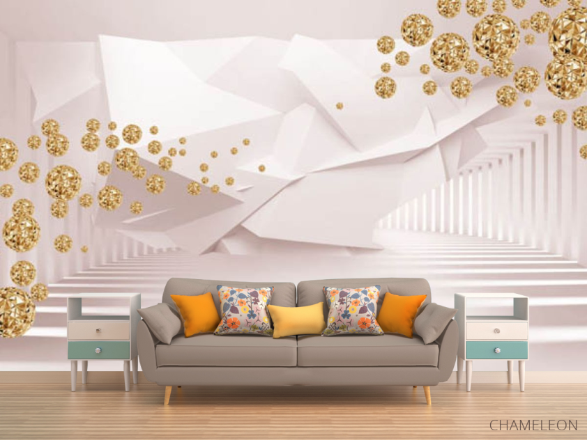 Фотообои Тонель с 3д золотыми камнями - 1