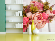 Фотошпалери рожевий букет вкорзине - 3