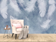 Фотообои Голубые воздушные перья - 4