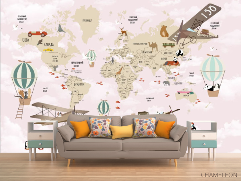 Фотообои Розовая карта на украинском - 1