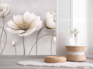 Фотошпалери Керамічні квіти на бежевому тлі - 2