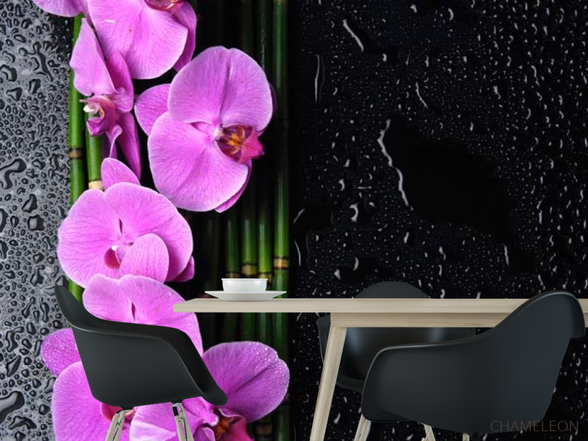 Фотошпалери Орхідеї рожеві, бамбук - 1