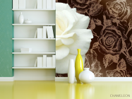 Фотошпалери Величезна біла троянда і патерн - 3