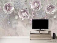 Фотообои Фиолетовые 3д цветы - 2