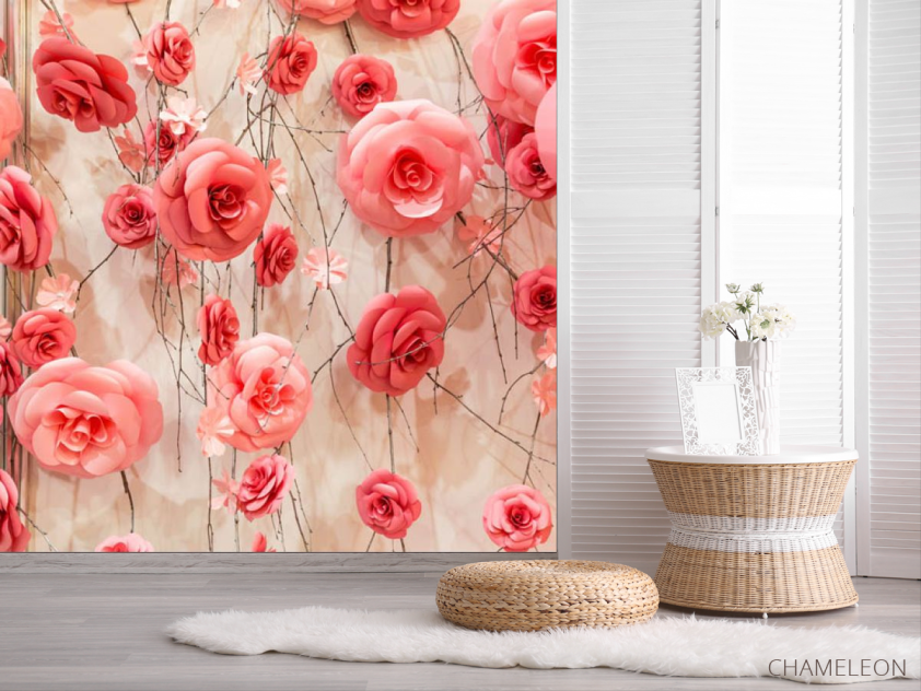 Фотошпалери 3d стіна з троянд - 2