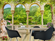 Фотошпалери голуби на кам'яної арки - 1