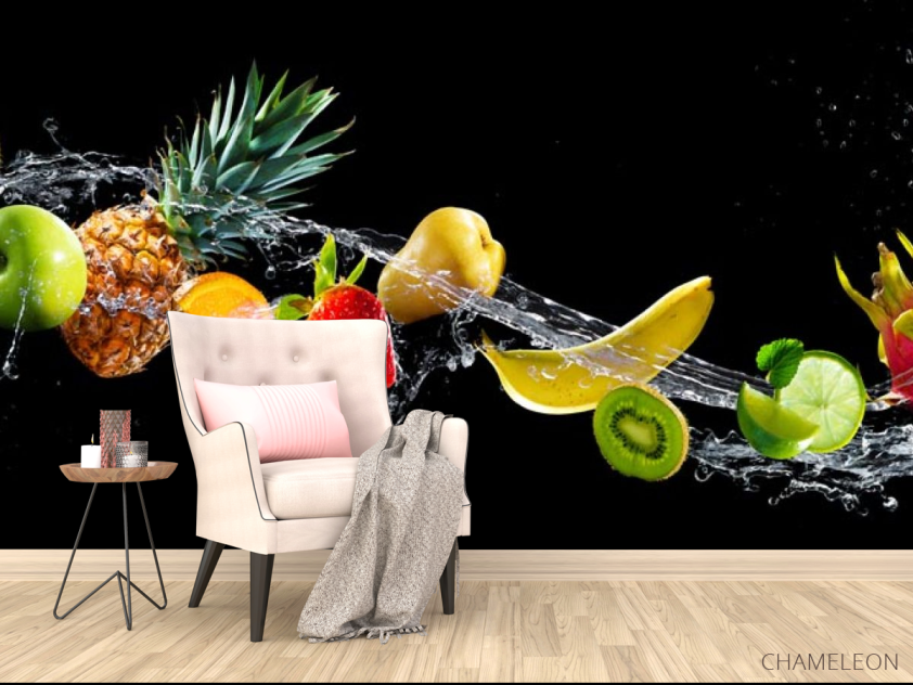 Фотообои фрукты и вода на черном фоне - 4