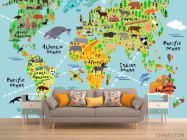 Фотообои Детская карта с животными - 1