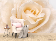 Фотообои бежевая роза из ткани с блестками - 4