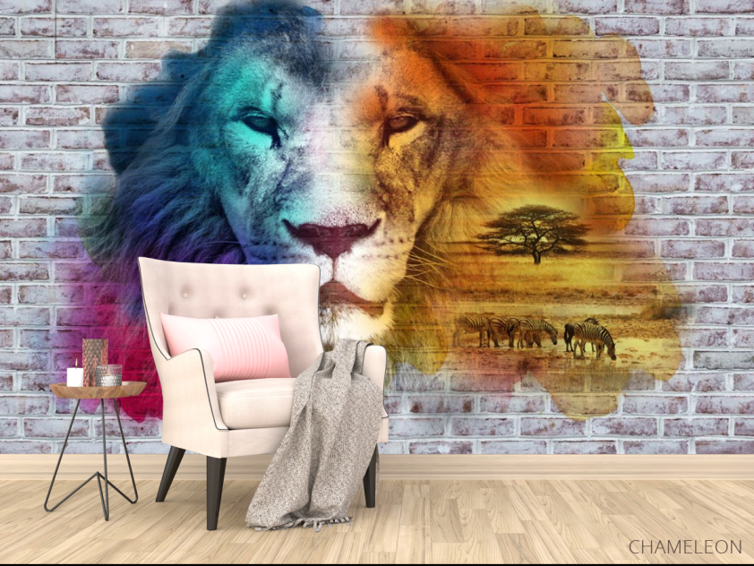 Фотообои Стена 3д со львом - 4