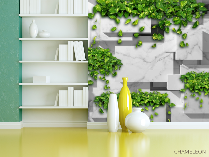 Фотошпалери 3Д стіна з квітами - 3