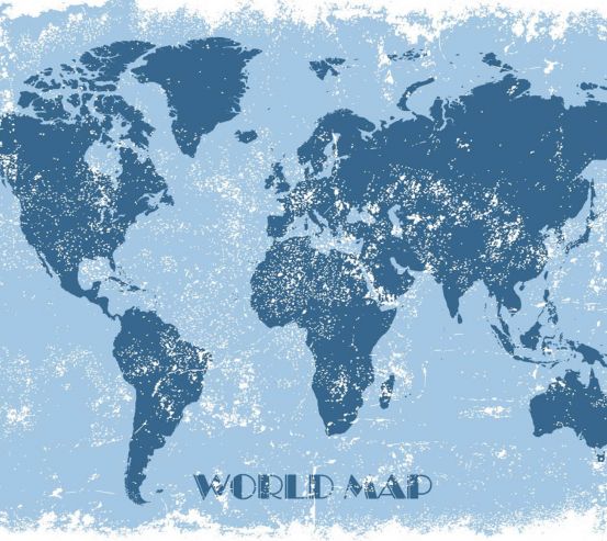 Фотошпалери синя карта світу 27230
