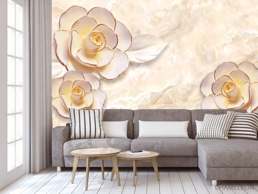 Фотообои Керамические 3d цветы - 3