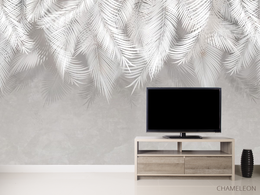 Фотообои серые листья на стену - 2