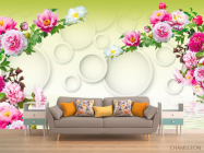 Фотообои 3д цветы с кольцами - 1