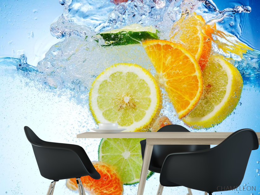 Фотошпалери цитрусові у воді - 1