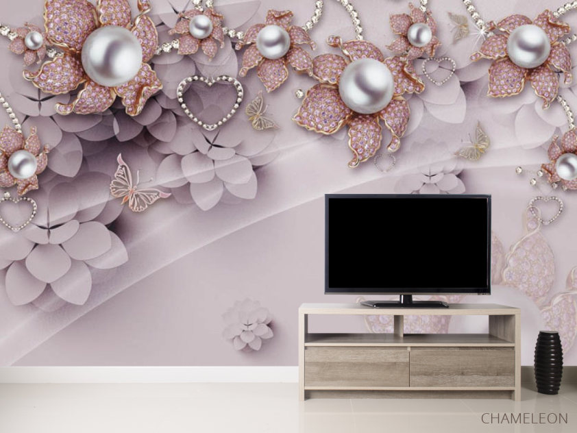 3д фотообои Розовые брошки - 2