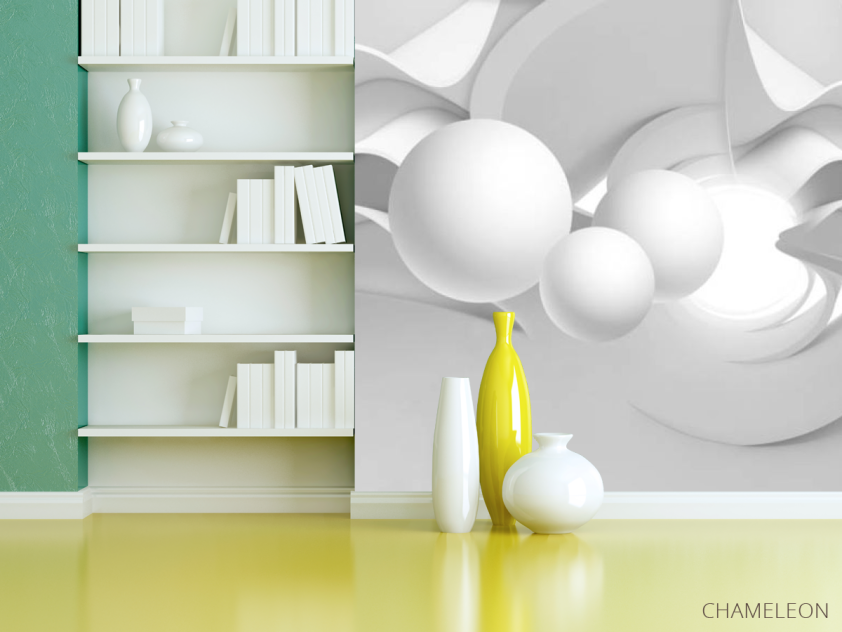 Фотошпалери 3Д сірі кулі - 3