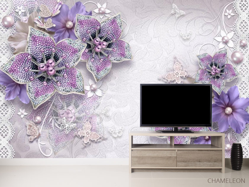 Фотообои 3d брошь+цветы - 2