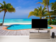 Фотообои Бассейн и пальмы на берегу моря - 2