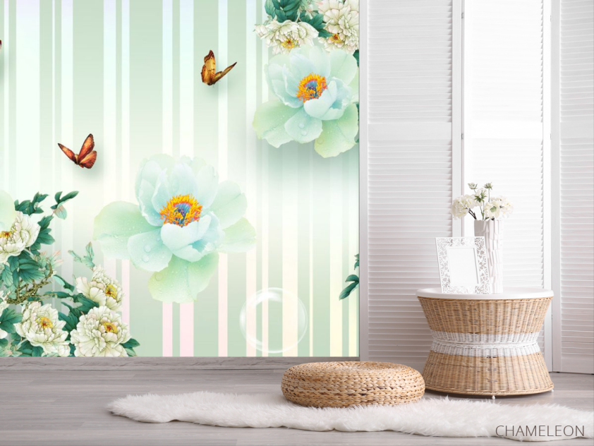 Фотошпалери Салатові квіти 3д - 2